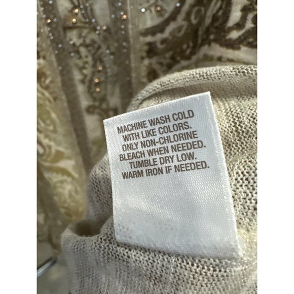 Dressbarn Woman size 1X beige print rhinestone embellished long sleeve top - Picture 5 of 7